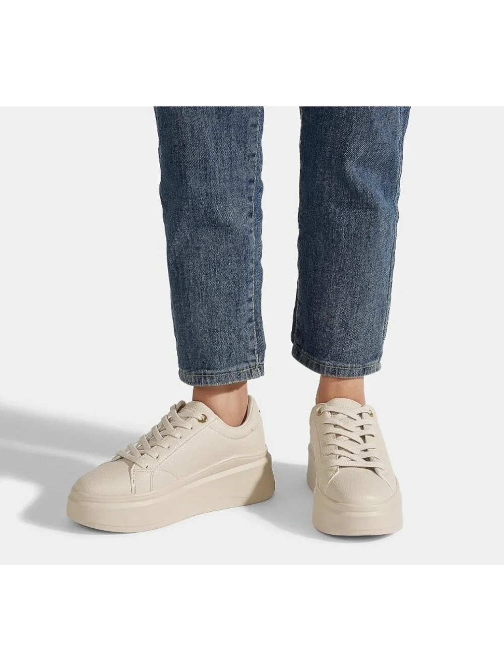 🆕Women's Beige Platform Fashion Sneakers Classic Low Top Thick Sole Casual